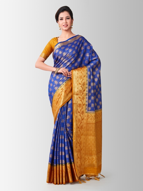 

MIMOSA Blue & Yellow Art Silk Woven Design Kanjeevaram Saree