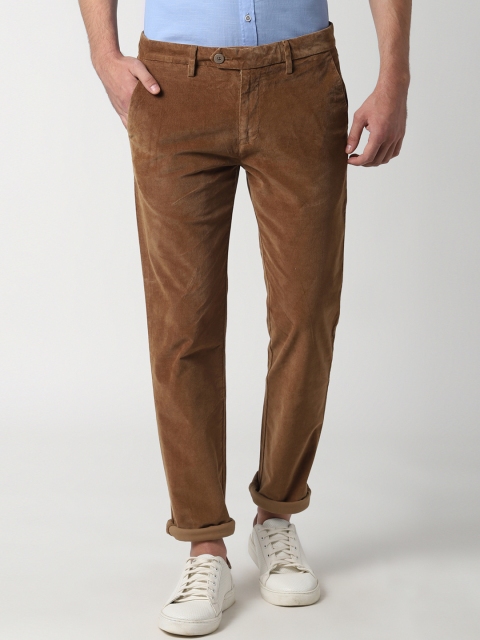 

Peter England Casuals Men Brown Slim Fit Solid Corduroy Chinos