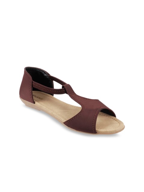 

WALKWAY Women Brown Solid Open Toe Flats
