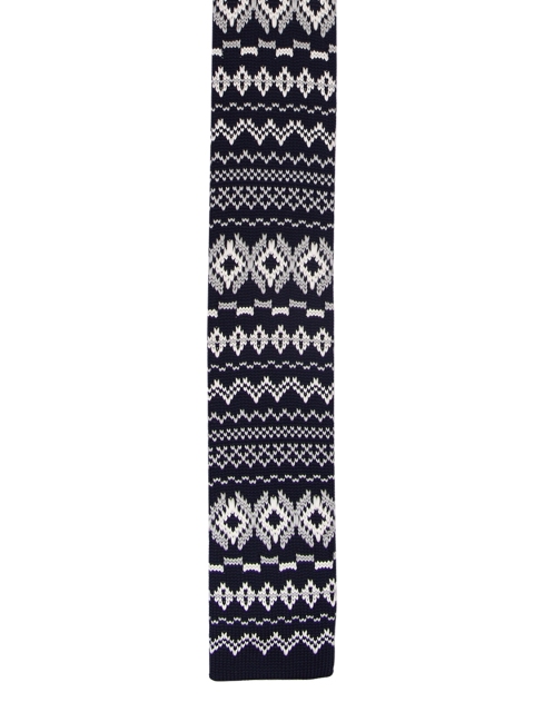 

Tossido Men Navy Blue & White Woven Design Knitted Tie