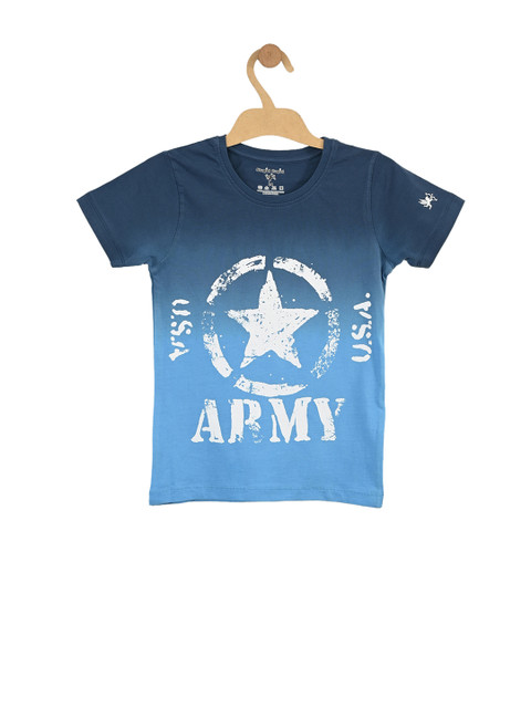 

Stupid Cupid Boys Blue Printed Round Neck T-shirt