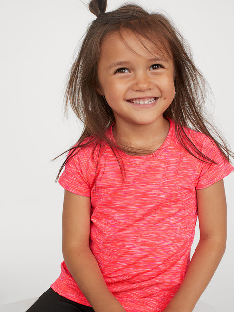 

H&M Girl Pink Solid Sports Tshirt