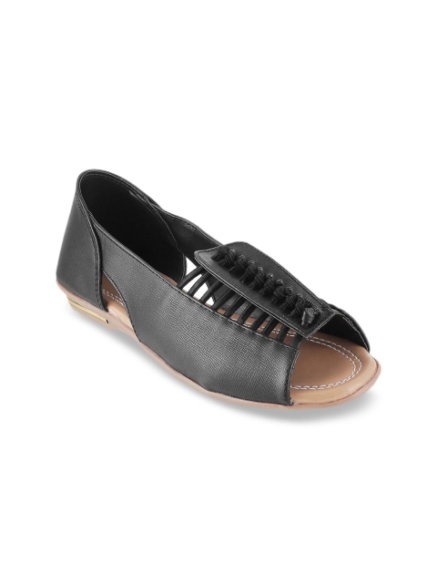 

WALKWAY Women Black Solid Open Toe Flats