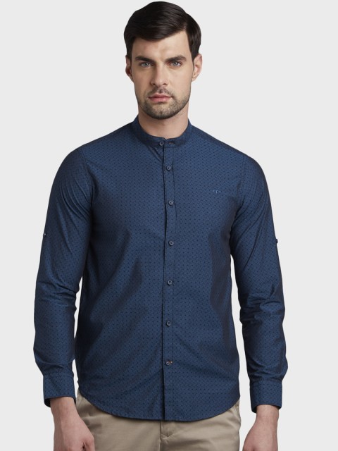 

ColorPlus Men Teal Blue Slim Fit Printed Casual Shirt