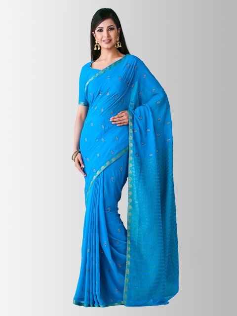 

MIMOSA Blue Poly Chiffon Printed Banarasi Saree