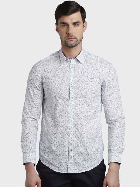 

ColorPlus Men White Slim Fit Printed Casual Shirt