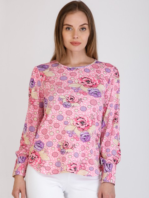 

Cottinfab Women Pink Printed Top