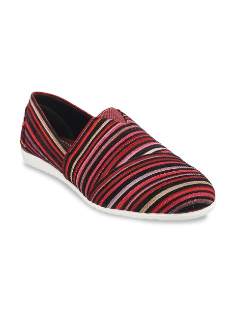 

WALKWAY Women Maroon Striped Ballerinas