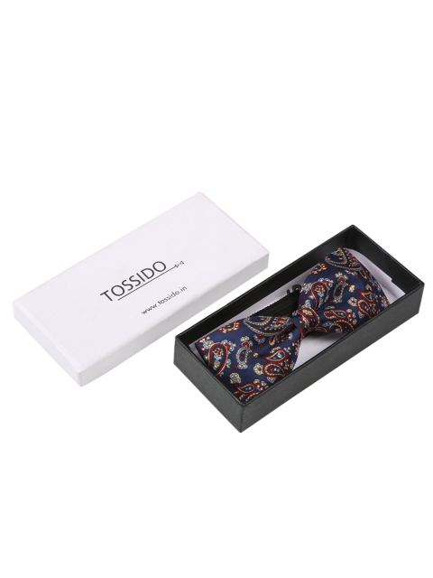 

Tossido Navy Blue & Maroon Woven Design Silk Bow Tie