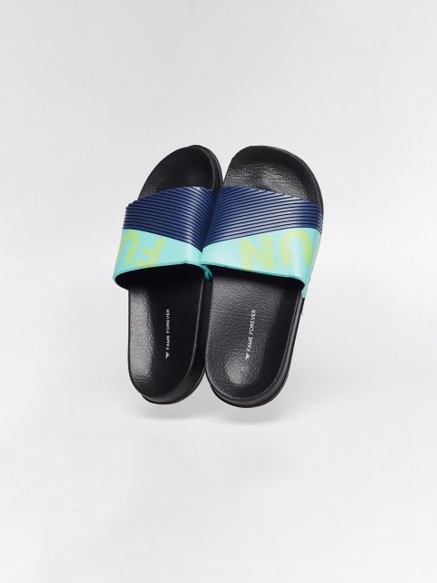 

Fame Forever by Lifestyle Boys Navy Blue & Sea Green Colourblocked Sliders