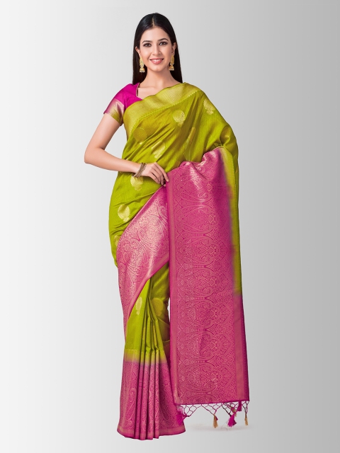 

MIMOSA Green & Pink Art Silk Woven Design Kanjeevaram Saree