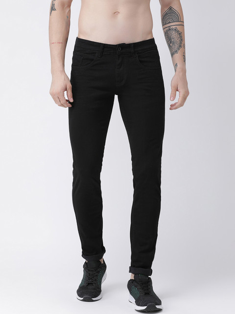 

Rex Straut Jeans Men Black Slim Fit Mid-Rise Clean Look Jeans