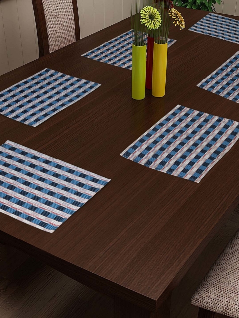 

NEUDIS Unisex Blue & Black Checked Table Placemats