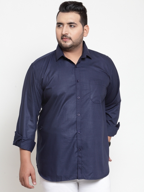 

plusS Men Navy Blue Regular Fit Solid Casual Shirt
