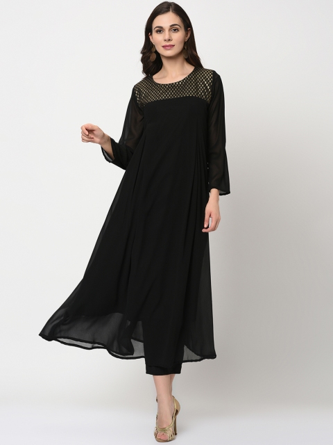 

ZIYAA Women Black Solid Kurta with Trousers