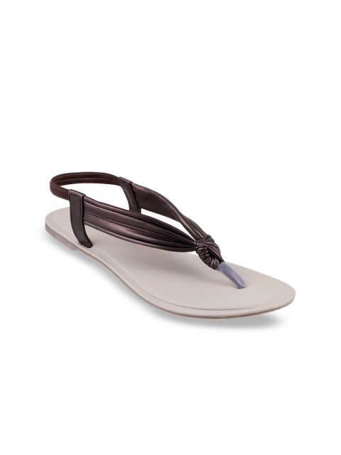 

WALKWAY Women Bronze-Toned Solid Open Toe Flats