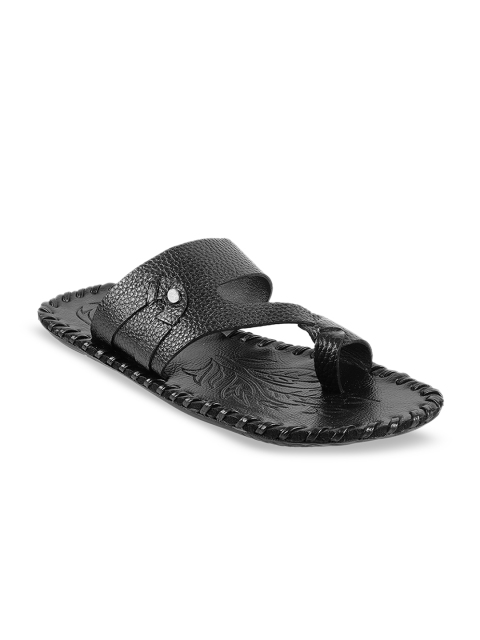 

Metro Men Black Leather Sandals