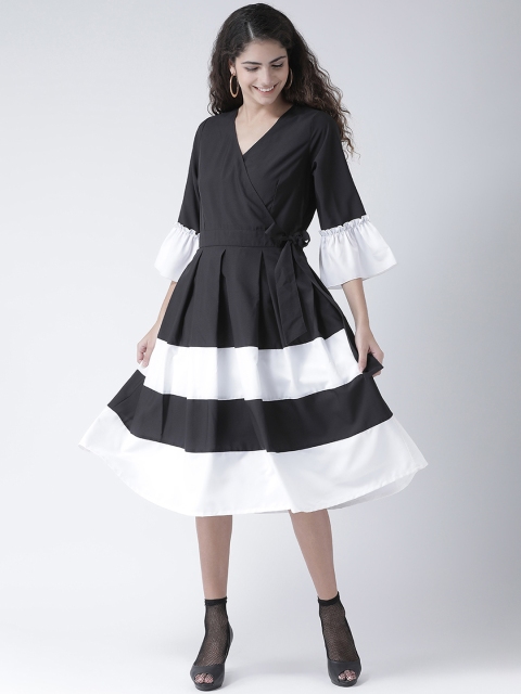 

Texco Women Black & White Colourblocked Wrap Dress