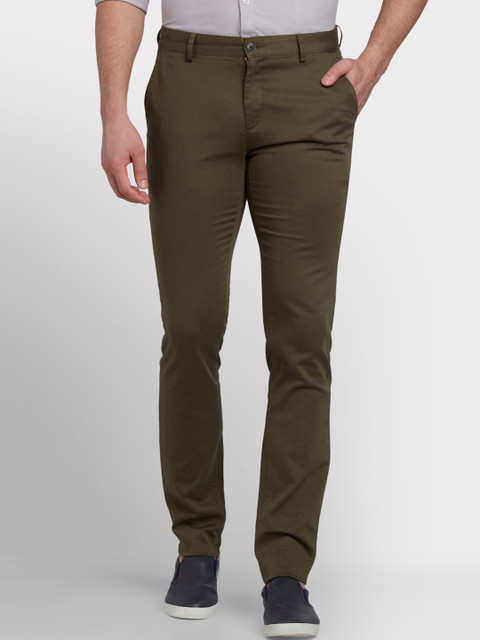 

ColorPlus Men Olive Brown Regular Fit Solid Regular Trousers