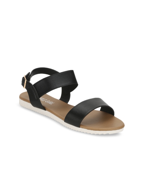

Truffle Collection Women Black Solid Open Toe Flats