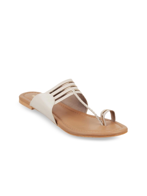 

WALKWAY Women Beige Solid One Toe Flats