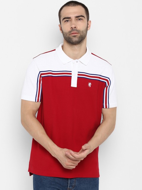 

Red Tape Men Red & White Colourblocked Polo Collar T-shirt