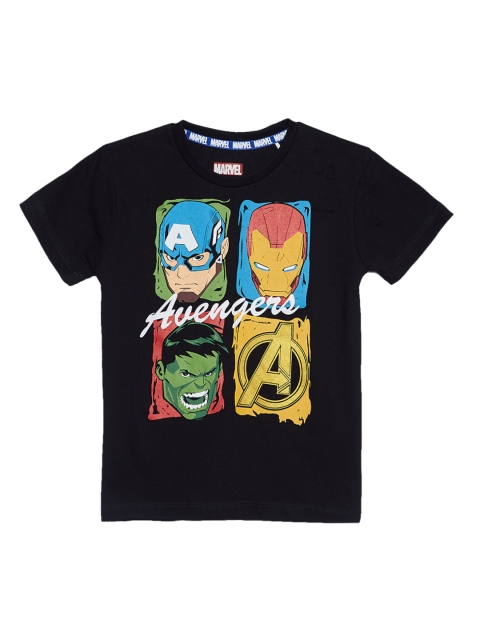 

Kids Ville Boys White Avengers Printed Round Neck Half Sleeve T-shirt, Black