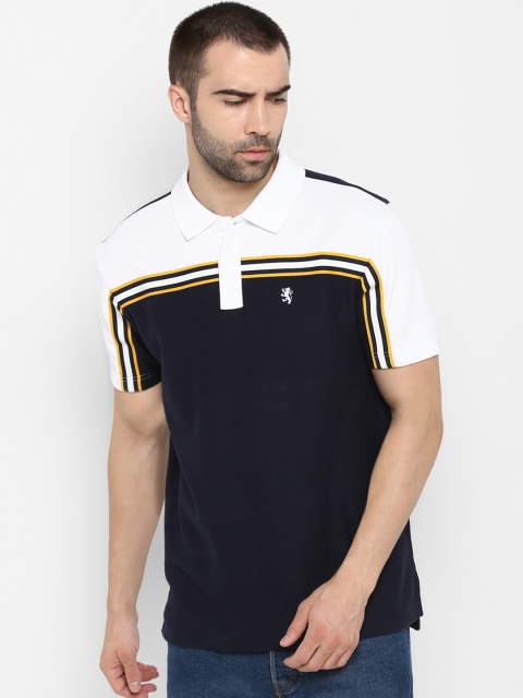 

Red Tape Men Navy Blue & White Colourblocked Polo Collar T-shirt
