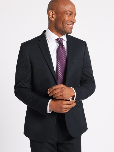 

Marks & Spencer Men Navy Blue Solid Slim Fit Single-Breasted Blazer