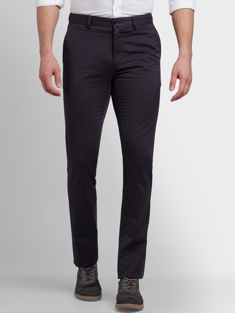 

ColorPlus Men Black Regular Fit Self Design Regular Trousers