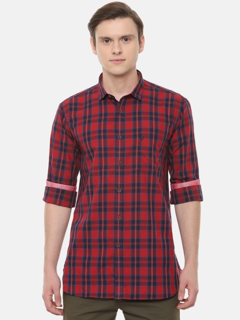 

Allen Solly Men Red & Blue Slim Fit Checked Casual Shirt