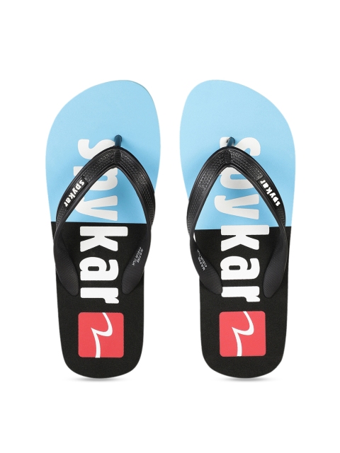 

SPYKAR Men Black & Blue Printed Thong Flip-Flops