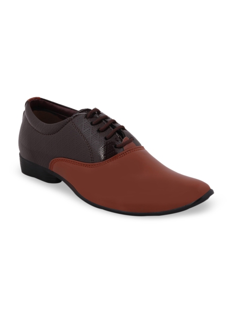 

FAUSTO Men Black & Brown Colourblocked Party Oxfords
