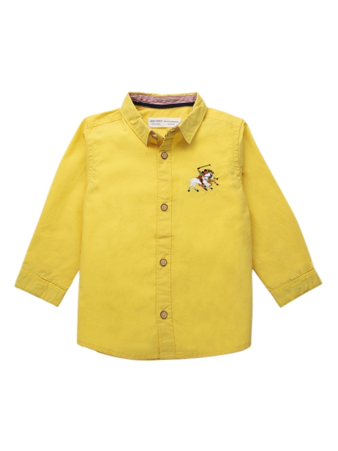 

ZERO THREE Boys Yellow Comfort Regular Fit Solid Casual Shirt