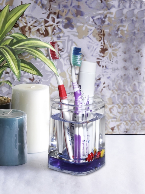 

OBSESSIONS Blue & Transparent Glass Toothbrush Holder