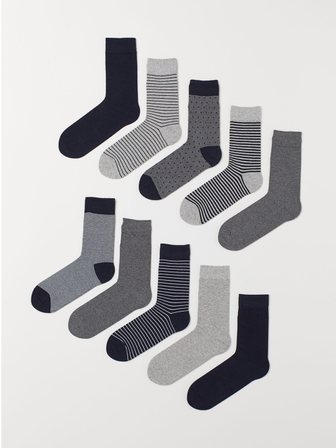 

H&M Men Blue & Grey 10-pack socks
