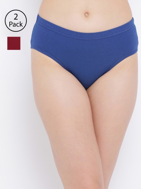

Clovia Women Pack Of 2 Cotton Hipster Briefs COMPNC704XL, Maroon