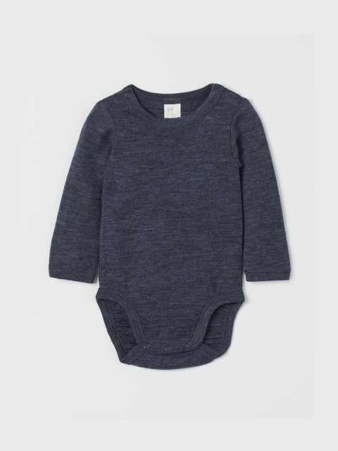 

H&M Kids Navy Blue Solid Wool Bodysuit