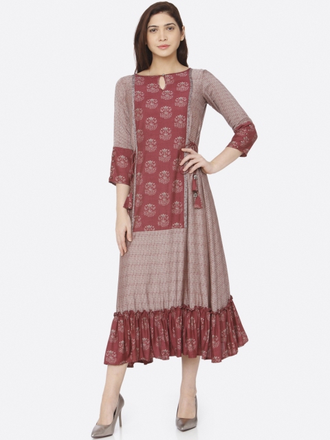 

shiloh Women Maroon Floral Printed A-line Kurta