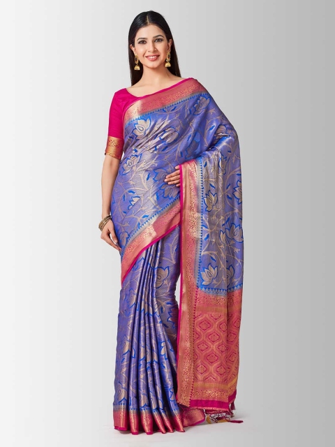 

MIMOSA Blue Art Silk Woven Design Kanjeevaram Saree