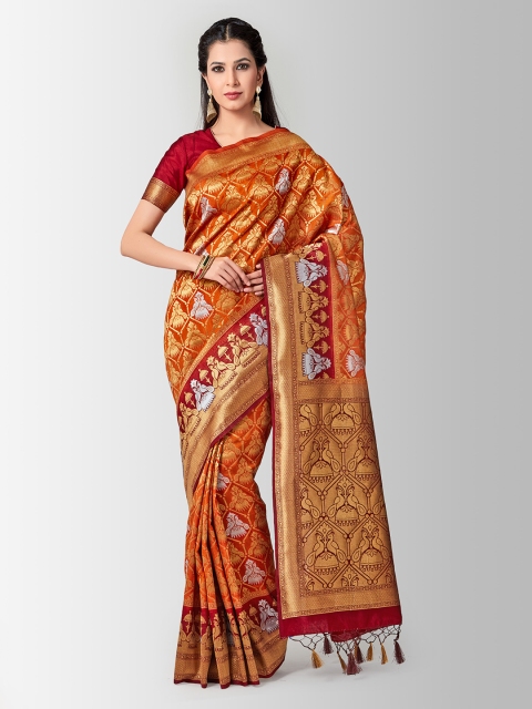 

MIMOSA Rust Art Silk Woven Design Patola Saree