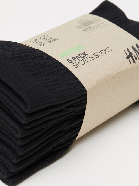 

H&M Men 5-Pack Sports Socks, Black