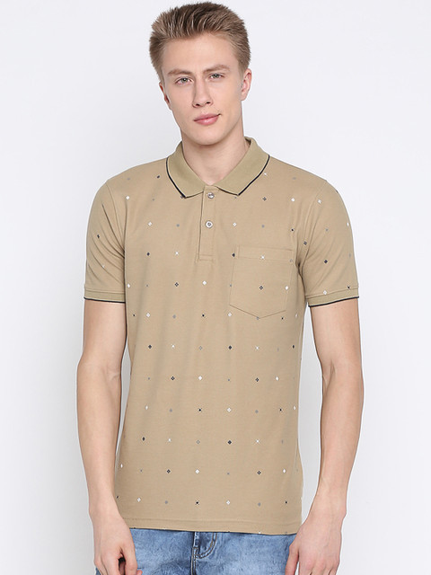 

BULLMER Men Beige Printed Polo Collar T-shirt