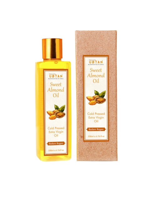 

Rejuvenating UBTAN Unisex Cold Pressed Extra Virgin Sweet Almond Oil 200ml, Yellow