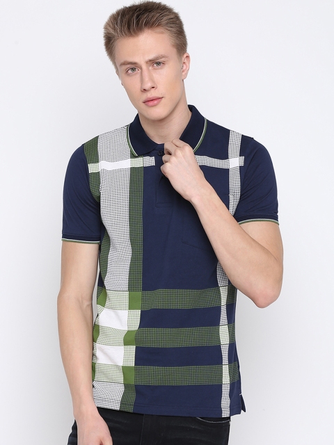 

BULLMER Men Navy Blue Printed Polo Collar T-shirt