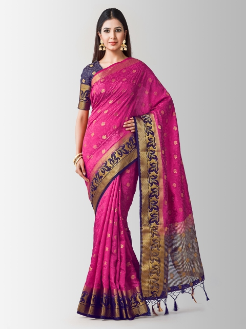 

MIMOSA Pink Art Silk Woven Design Kanjeevaram Saree