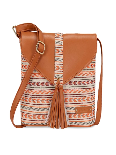 

KLEIO Women Orange & White Self Design Sling Bag