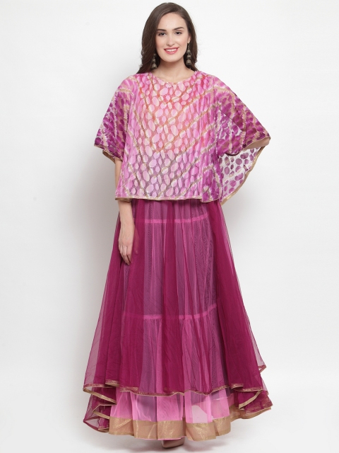 

Aujjessa Women Purple & Pink Self Design Maxi Dress