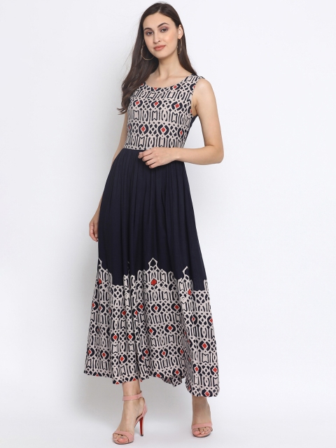 

Azira Women Blue & White Fit and Flare Dress