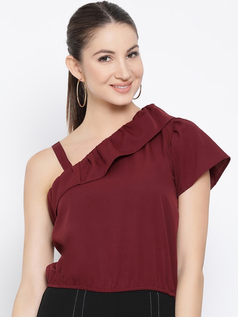 

Meee Women Maroon Solid Blouson Top